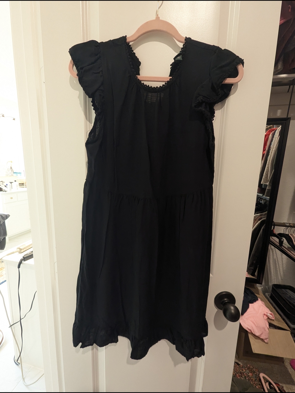 wild fable Black Mini Dress with Ruffle Sleeves